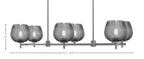 Franklin Six Light Island Pendant in Graphite with Smoke Textured Shade