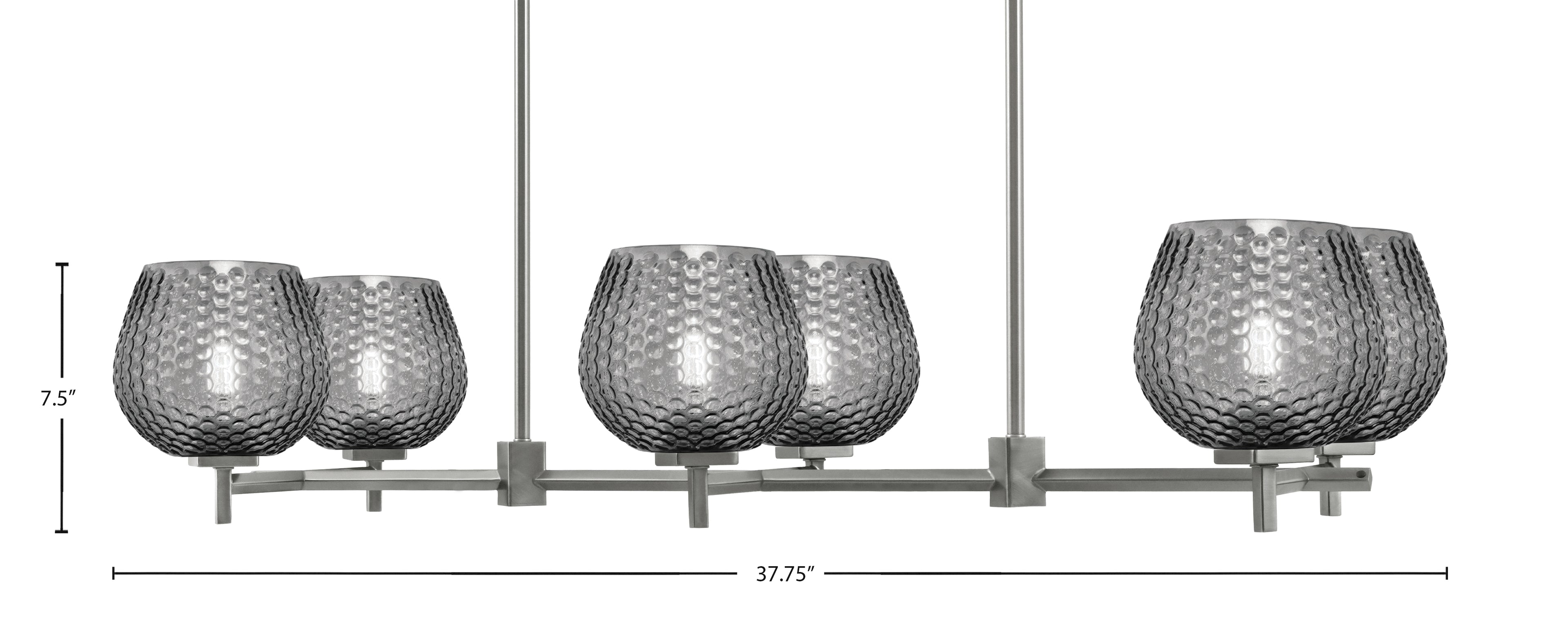 Franklin Six Light Island Pendant in Graphite with Smoke Textured Shade