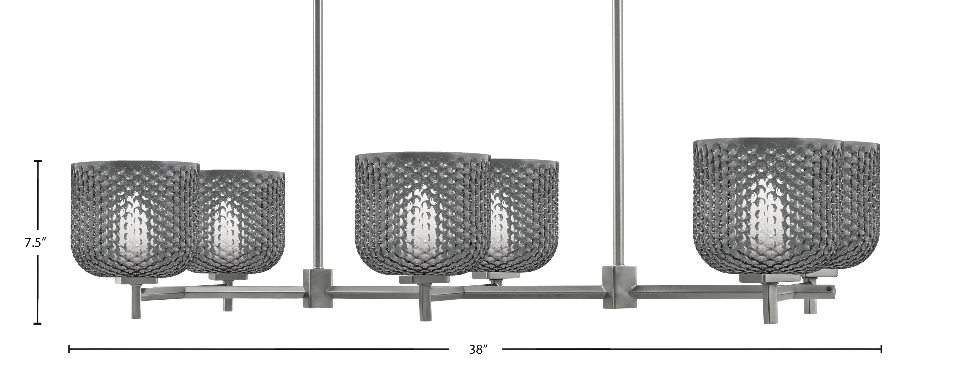 Franklin Six Light Island Pendant in Graphite with Smoke Textured Shade