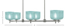 Franklin Six Light Island Pendant in Graphite with Turquoise Textured Shade