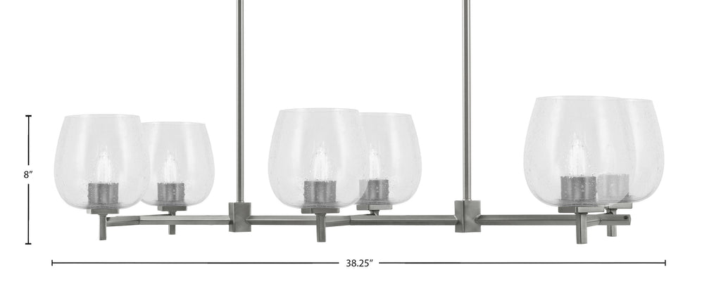 Franklin Six Light Island Pendant in Graphite with Clear Bubble Shade