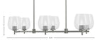 Franklin Six Light Island Pendant in Graphite with Clear Bubble Shade