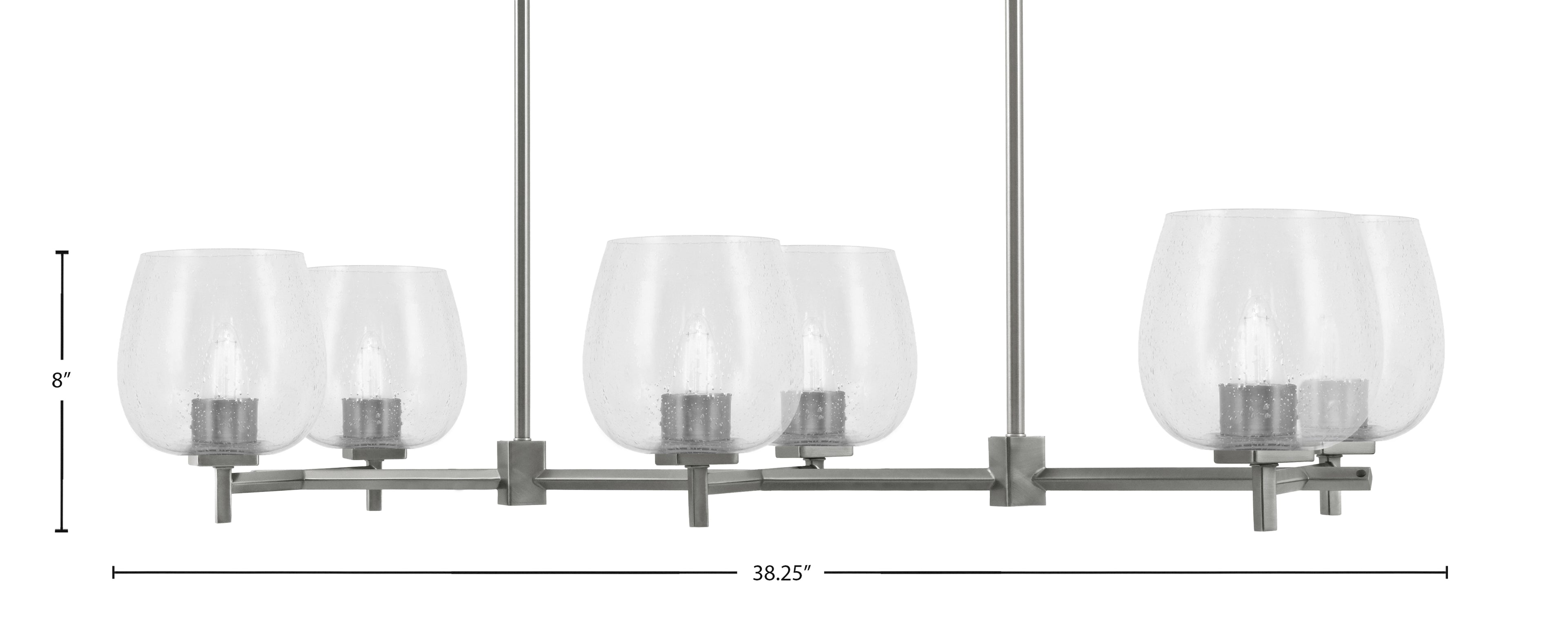 Franklin Six Light Island Pendant in Graphite with Clear Bubble Shade