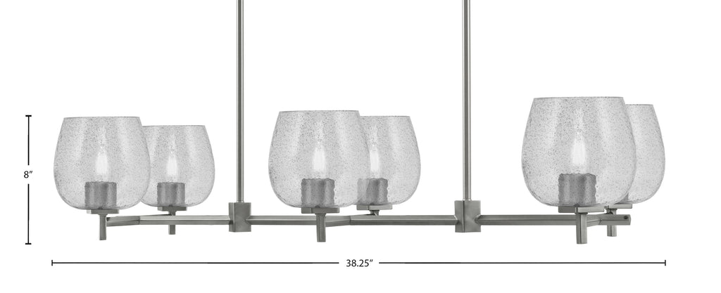 Franklin Six Light Island Pendant in Graphite with Smoke Bubble Shade