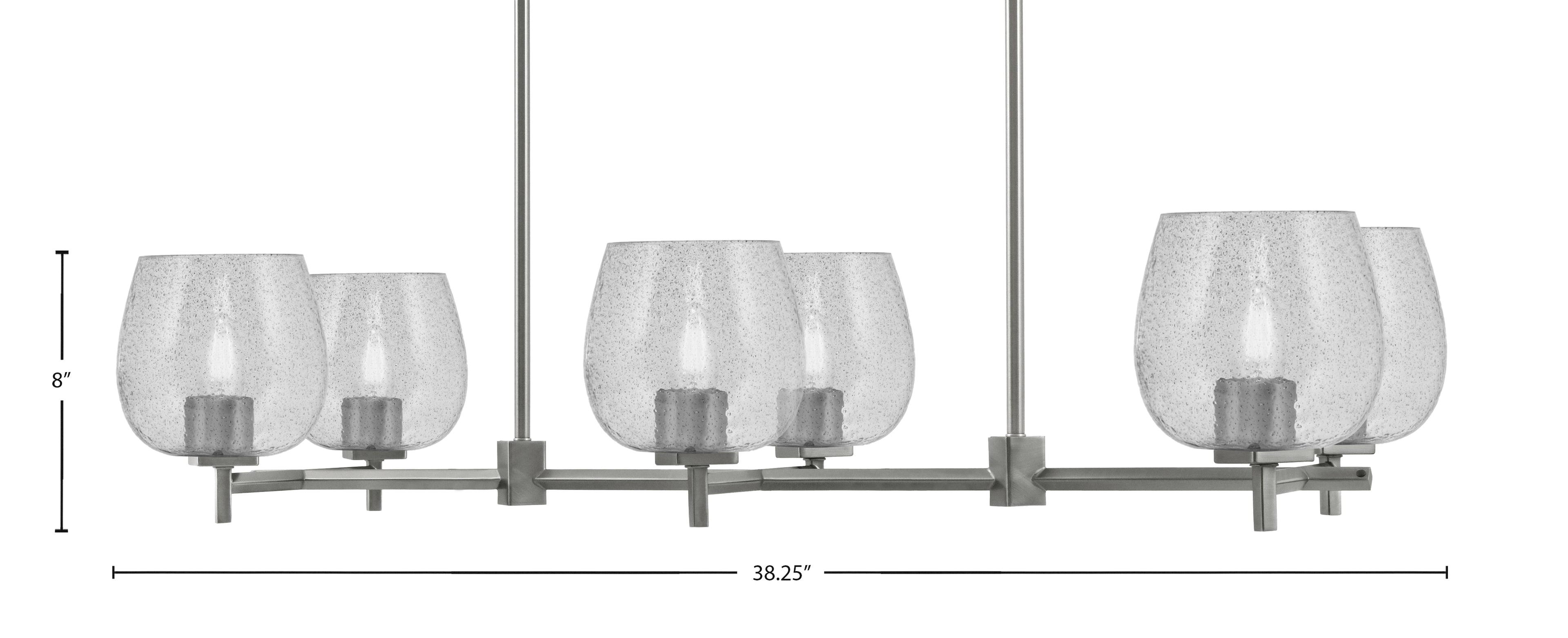 Franklin Six Light Island Pendant in Graphite with Smoke Bubble Shade