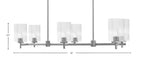 Franklin Six Light Island Pendant in Graphite with Clear Bubble Shade