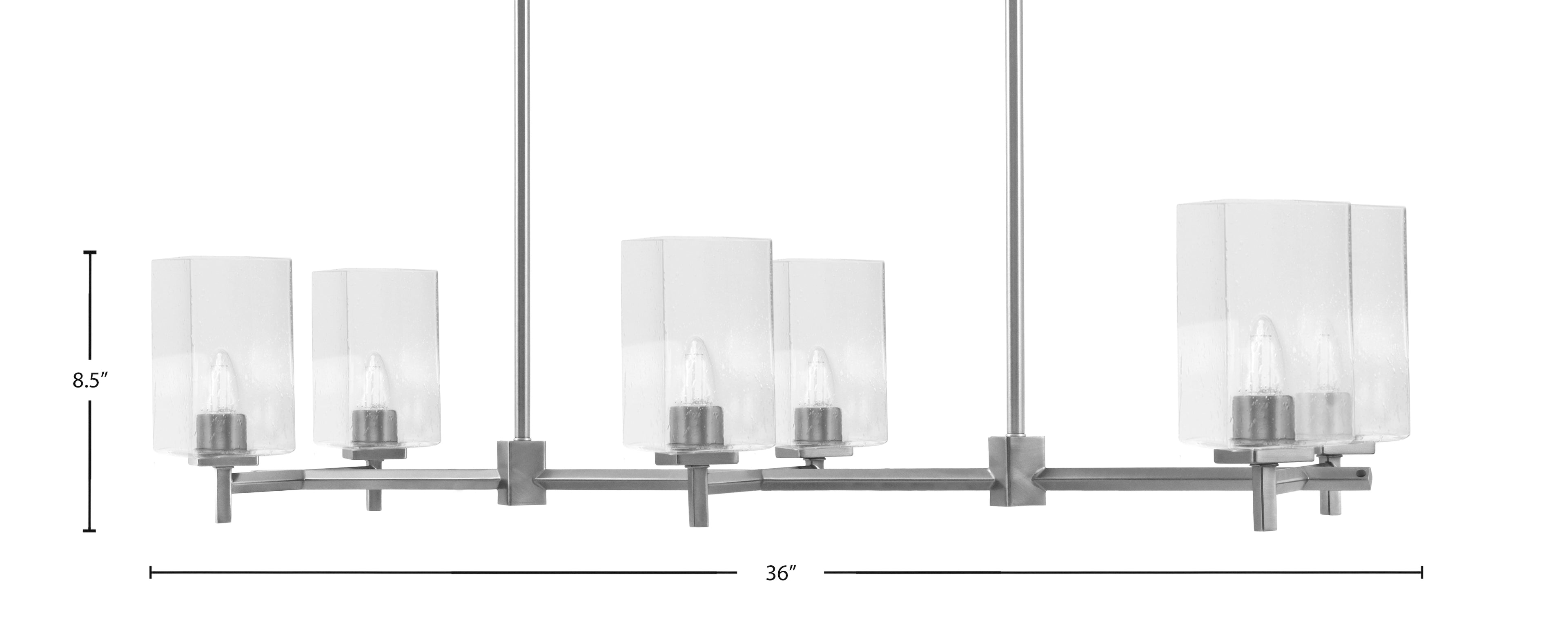 Franklin Six Light Island Pendant in Graphite with Clear Bubble Shade