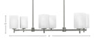 Franklin Six Light Island Pendant in Graphite with White Muslin Shade