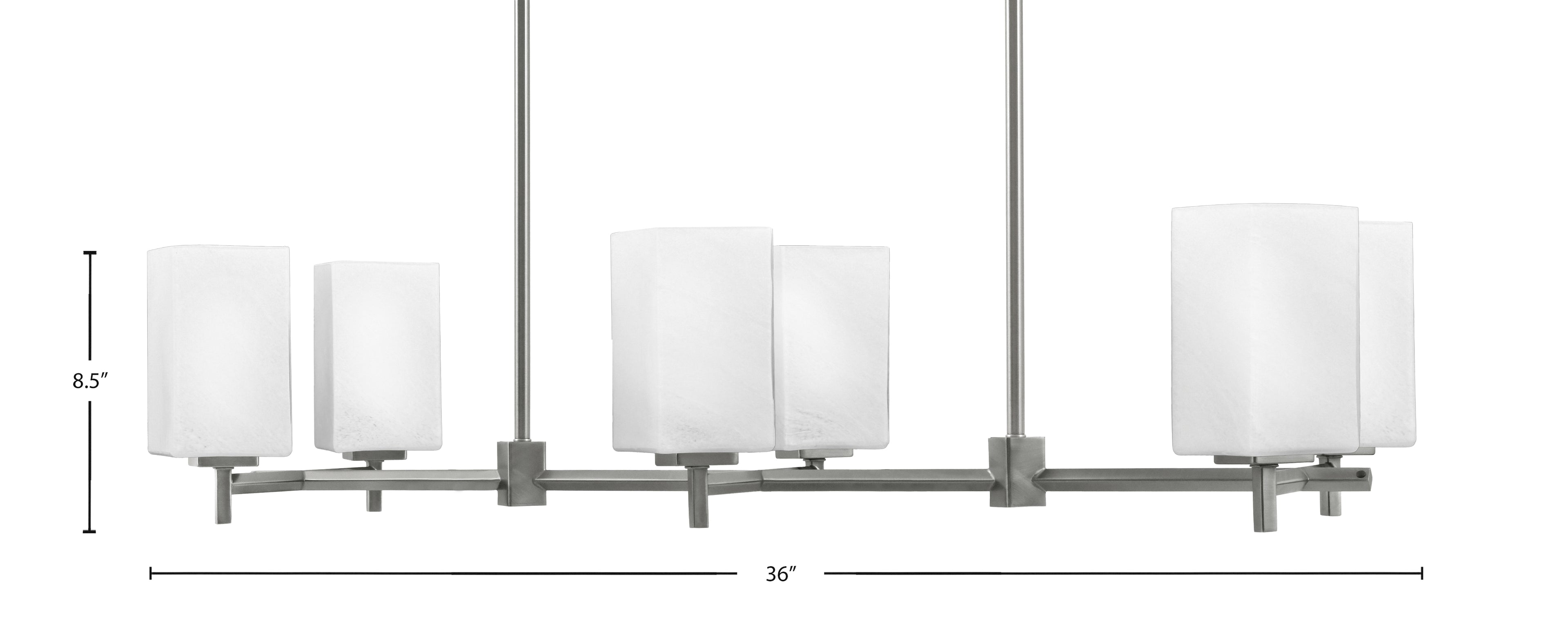 Franklin Six Light Island Pendant in Graphite with White Muslin Shade