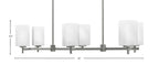 Franklin Six Light Island Pendant in Graphite with Square White Marble Shade