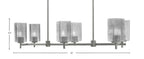 Franklin Six Light Island Pendant in Graphite with Square Smoke Bubble Shade