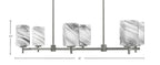 Franklin Six Light Island Pendant in Graphite with Square Onyx Swirl Shade