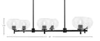 Franklin Six Light Island Pendant in Matte Black with Clear Bubble Shade