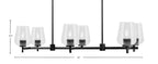 Franklin Six Light Island Pendant in Matte Black with Clear Bubble Shade
