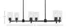 Franklin Six Light Island Pendant in Matte Black with Clear Bubble Shade
