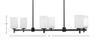 Franklin Six Light Island Pendant in Matte Black with White Marble Shade
