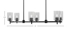 Franklin Six Light Island Pendant in Matte Black with Smoke Bubble Shade