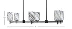 Franklin Six Light Island Pendant in Matte Black with Onyx Swirl Shade