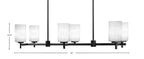 Franklin Six Light Island Pendant in Matte Black with White Muslin Shade