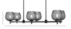 Franklin Six Light Island Pendant in Matte Black with Smoke Textured Shade