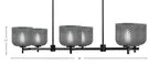 Franklin Six Light Island Pendant in Matte Black with Smoke Textured Shade