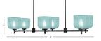 Franklin Six Light Island Pendant in Matte Black with Turquoise Textured Shade