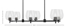 Franklin Six Light Island Pendant in Matte Black with Clear Bubble Shade
