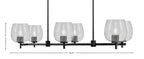 Franklin Six Light Island Pendant in Matte Black with Smoke Bubble Shade
