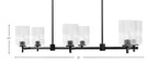 Franklin Six Light Island Pendant in Matte Black with Clear Bubble Shade