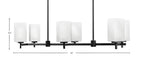 Franklin Six Light Island Pendant in Matte Black with Square White Marble Shade