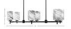 Franklin Six Light Island Pendant in Matte Black with Square Onyx Swirl Shade