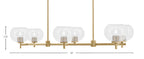 Franklin Six Light Island Pendant in New Age Brass with Clear Bubble Shade