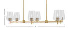 Franklin Six Light Island Pendant in New Age Brass with Clear Bubble Shade