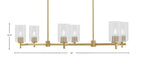 Franklin Six Light Island Pendant in New Age Brass with Clear Bubble Shade