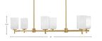 Franklin Six Light Island Pendant in New Age Brass with White Marble Shade