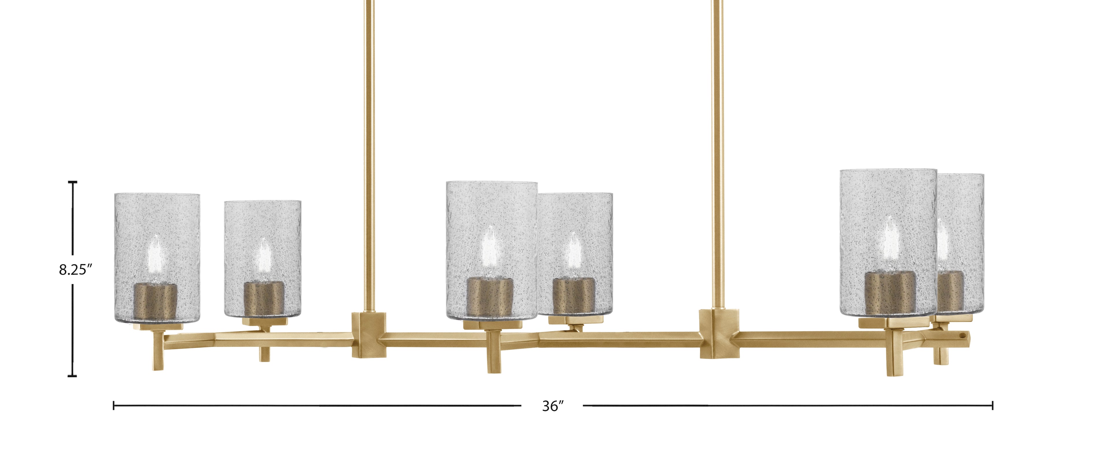 Franklin Six Light Island Pendant in New Age Brass with Smoke Bubble Shade