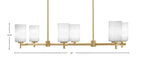 Franklin Six Light Island Pendant in New Age Brass with White Muslin Shade