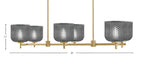 Franklin Six Light Island Pendant in New Age Brass with Smoke Textured Shade