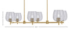 Franklin Six Light Island Pendant in New Age Brass with Smoke Bubble Shade