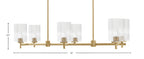 Franklin Six Light Island Pendant in New Age Brass with Clear Bubble Shade