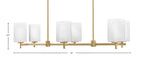 Franklin Six Light Island Pendant in New Age Brass with White Muslin Shade