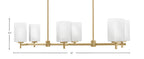 Franklin Six Light Island Pendant in New Age Brass with Square White Marble Shade
