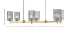 Franklin Six Light Island Pendant in New Age Brass with Square Smoke Bubble Shade