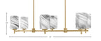 Franklin Six Light Island Pendant in New Age Brass with Square Onyx Swirl Shade