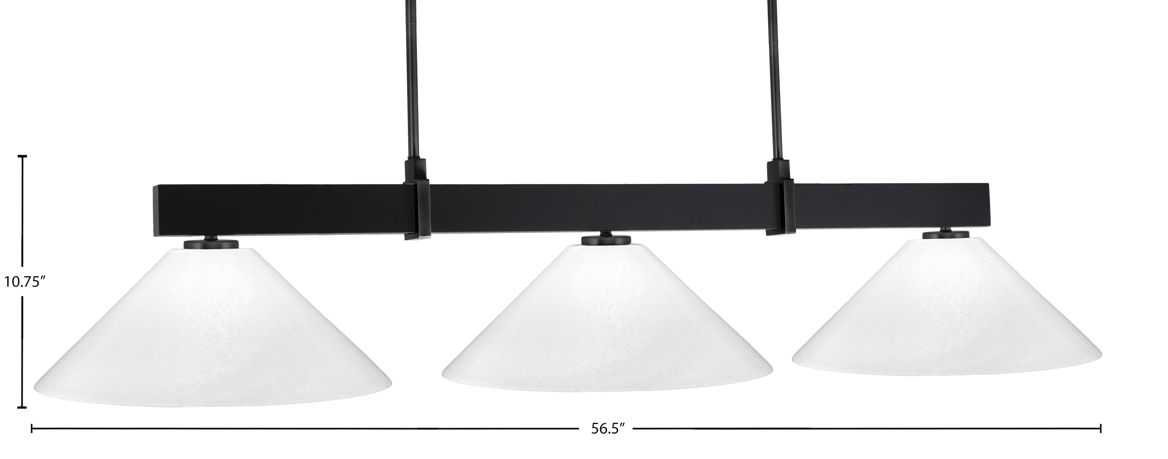 Wellington Three Light Bar in Matte Black with White Marble Shade