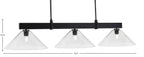Wellington Three Light Bar in Matte Black with Smoke Bubble Shade