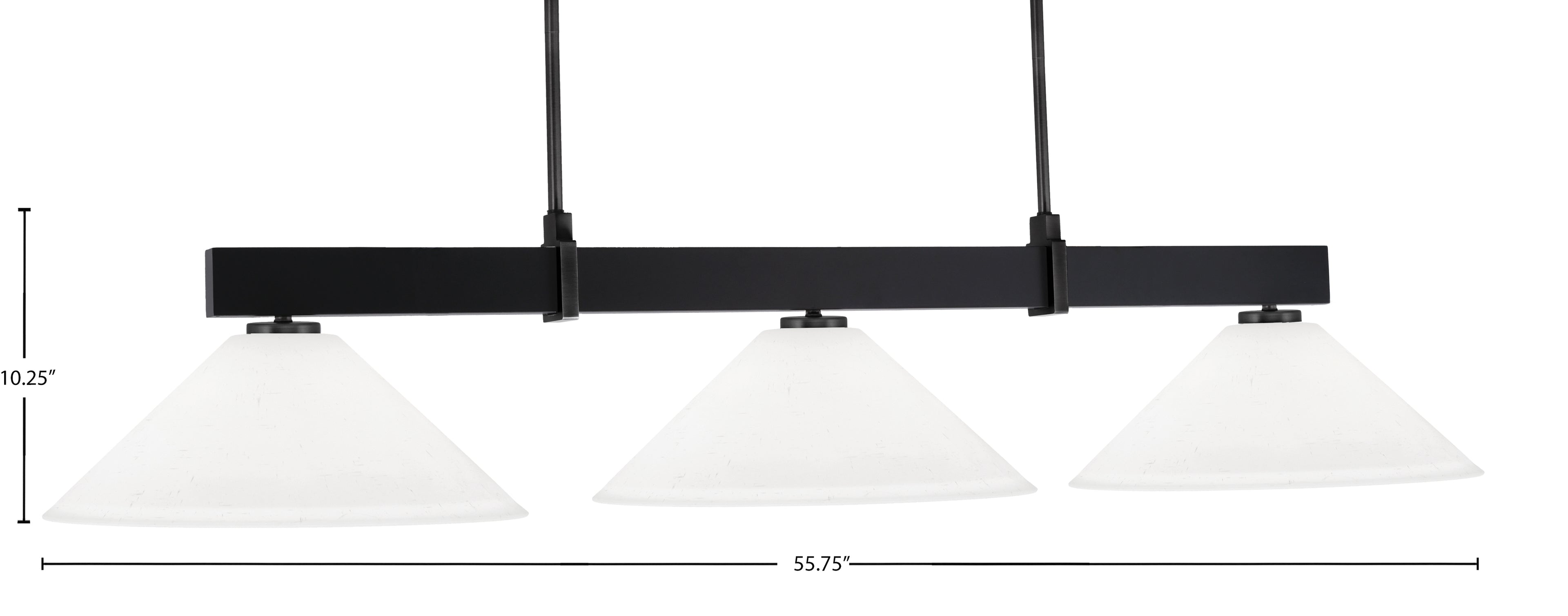 Wellington Three Light Bar in Matte Black with White Muslin Shade