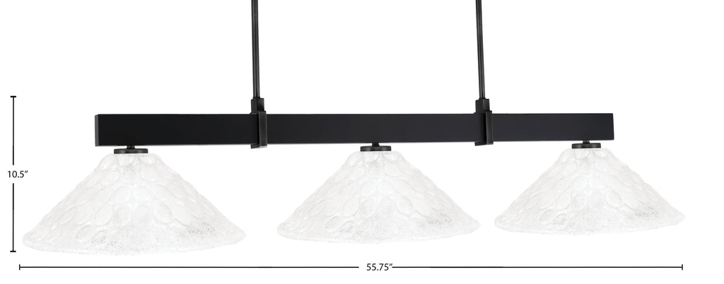 Wellington Three Light Bar in Matte Black with Italian Bubble Shade