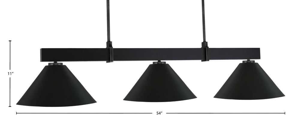 Wellington Three Light Bar in Matte Black with Matte Black Metal Shade Shade