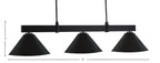 Wellington Three Light Bar in Matte Black with Matte Black Metal Shade Shade